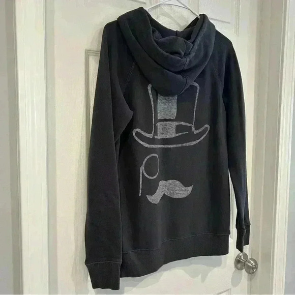 Monopoly Man Faded Black Hoodie Front Pocket Men Sz S  Junk Food Game Night - Picture 7 of 9